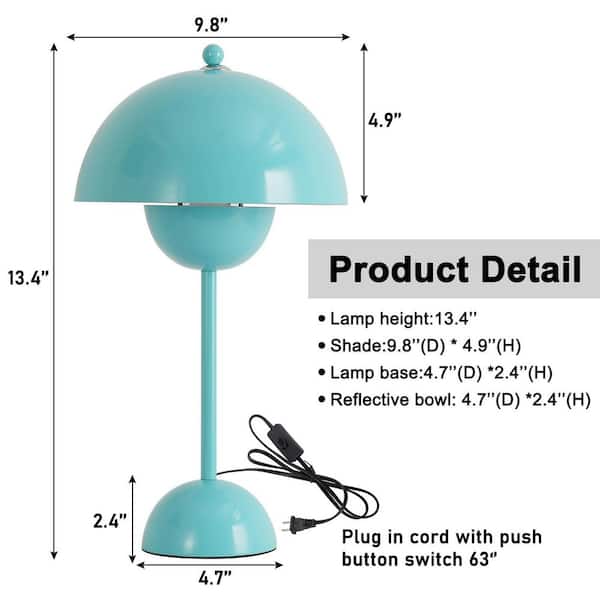 Zompoo Modern 13.4 in. 1-Light Light Blue Flowerpot Table Lamp for