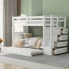 Harper & Bright Designs White Twin Over Twin Wood Bunk Bed with Trundle ...