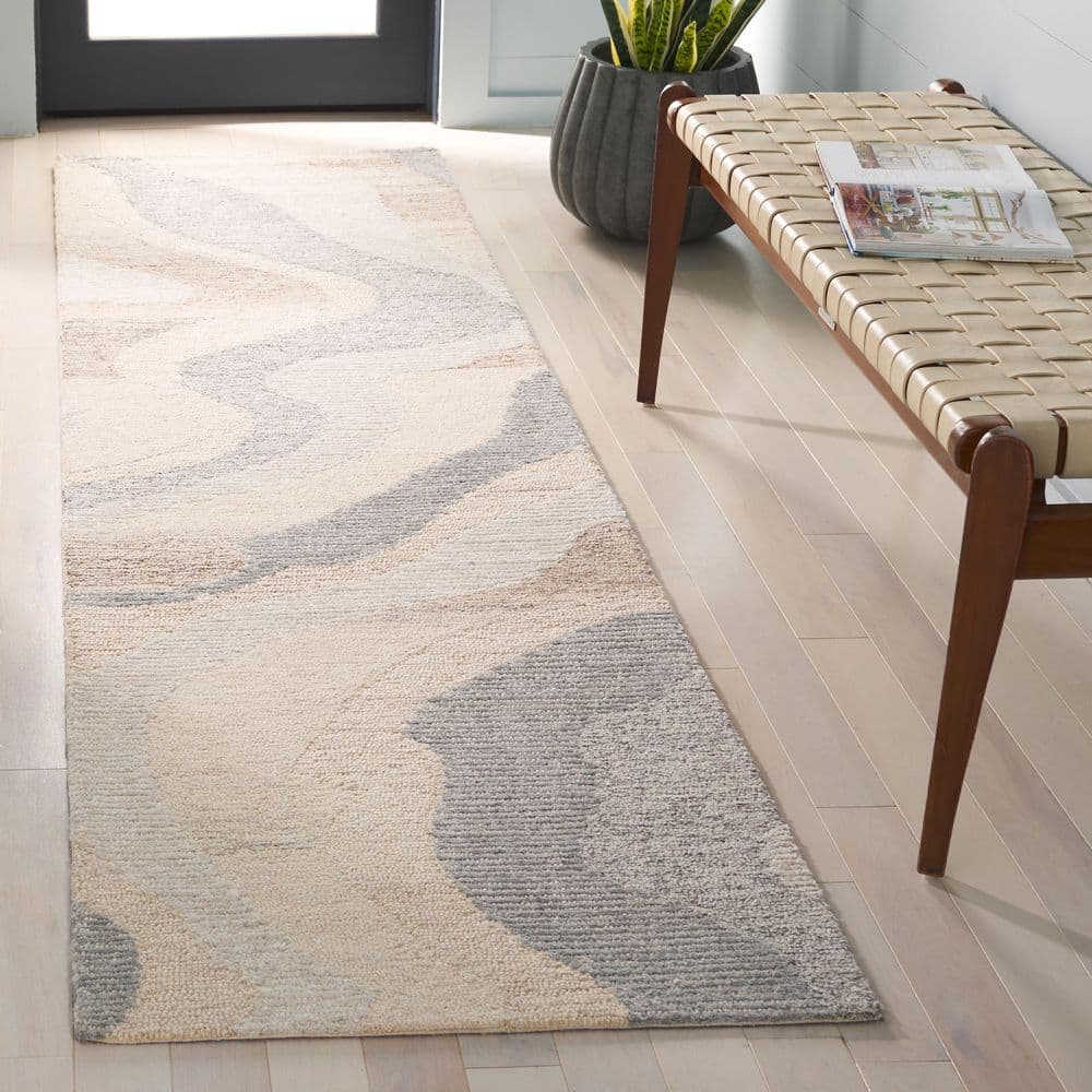 Ebony 2 ft. x 9 ft. Beige/Ivory Wavy Stripe Runner Rug price history on PriceWatchPro