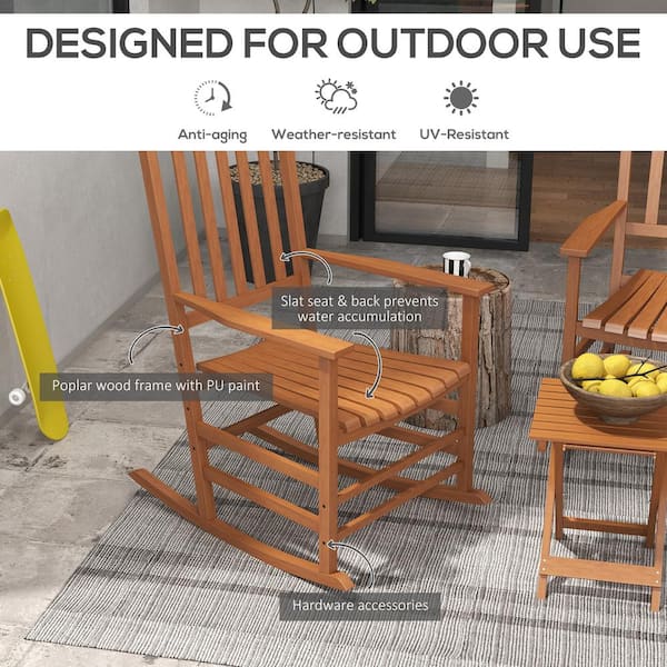 4 Piece Wood Rocking Chair Set With Tables 4-Piece Patio Wood Rocking ...