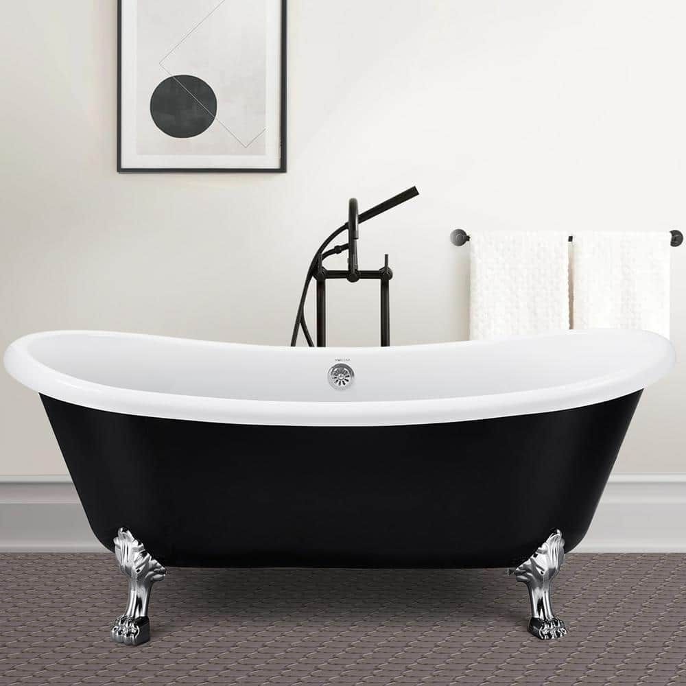 Mokleba Novelty 67 in. Dual-Rest Acrylic Clawfoot Bathtub Non-Whirlpool  Soaking Bathtub in Black Luxurious SPA Tub BTHDEB05778B - The Home Depot