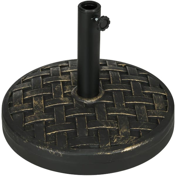 Oyezvary 18 in. Heavy Duty Round Concrete PatioUmbrella Base/ Metal Umbrella Holder for 1.5 in. or 2 in. Umbrella Poles in Bronze