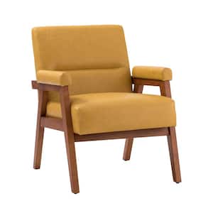 Eckard Mustard Vegan Leather Armchair with Tufted Design