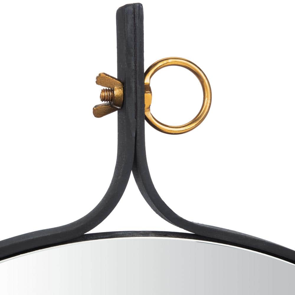Chandlen 30-Inch Black Matte Round Wood Accent Mirror