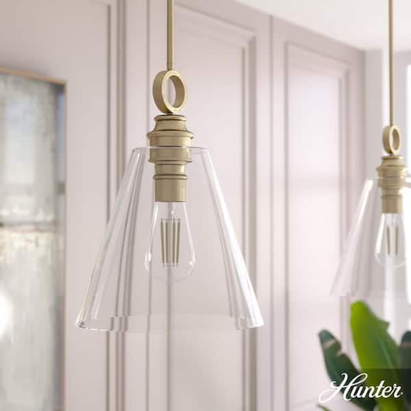 Hunter Klein 1-Light Alturas Gold Island Pendant Light with Clear Glass Shade