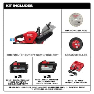 M18 FUEL ONE-KEY 18V Lith-Ion Cordless 9 in. Cut Off Saw Kit W/ (2) High Output 6.0 Ah Battery Pack