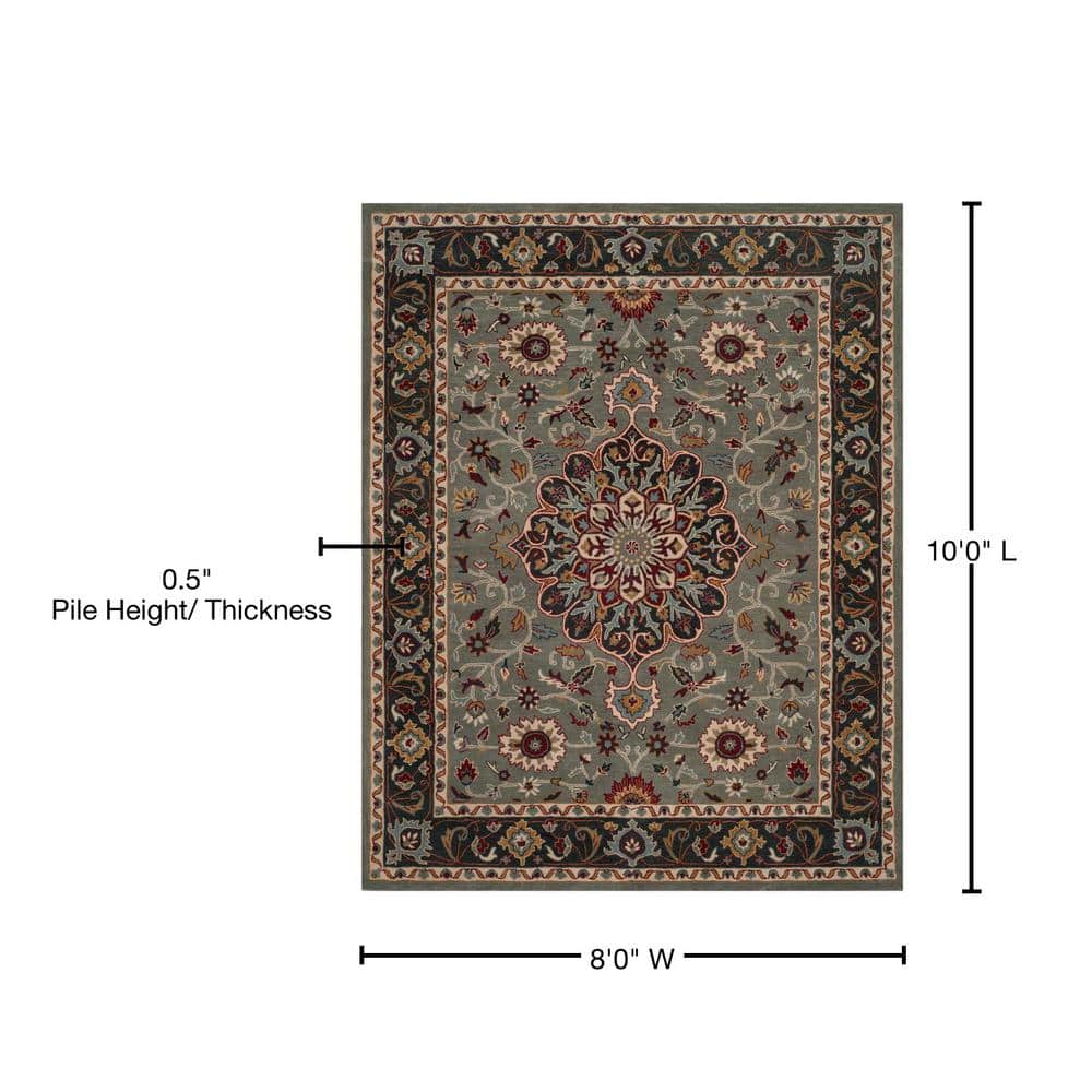 Gray Hand-Tufted Wool 8' x 10' Rectangular Area Rug
