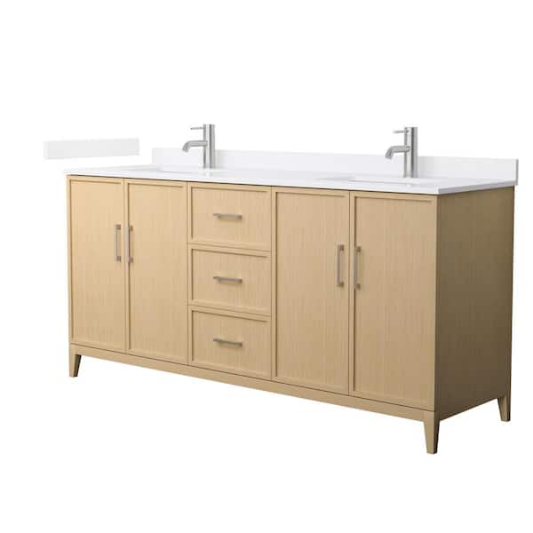 Wyndham Collection Elan 72 in. W x 22 in. D x 35 in. H Double Bath Vanity in White Oak with White Cultured Marble Top