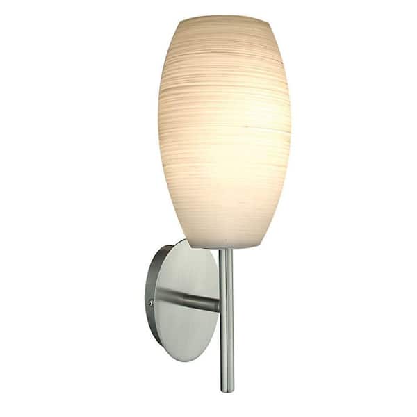 Eglo Batista 1 1-Light Matte Nickel Wall Sconce with White Wiped Glass