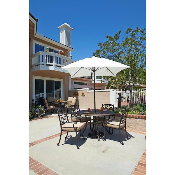 6 ft. Square White Aluminum Commercial Market Patio Umbrella with Fiberglass Ribs and Push Lift in Navy Blue Sunbrella