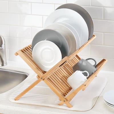 GIBSON HOME Fernsby 2 Tier 17 in. Folding Dish Rack Set in Black 985118821M  - The Home Depot