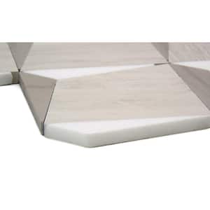 Bizou Cream/White 13 in. x 13 in. Polished Marble Mosaic Wall Tile (6.53 sq. ft./Case)