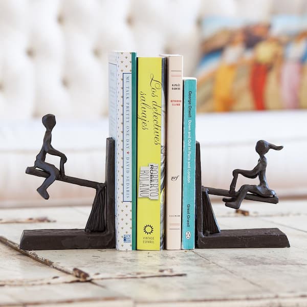 DANYA B See-Saw Dark Brown Cast Iron Bookends (Set of 2)