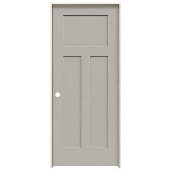 JELD-WEN 32 in. x 80 in. Craftsman Vanilla Painted Right-Hand Smooth Solid Core Molded Composite MDF Single Prehung Interior Door