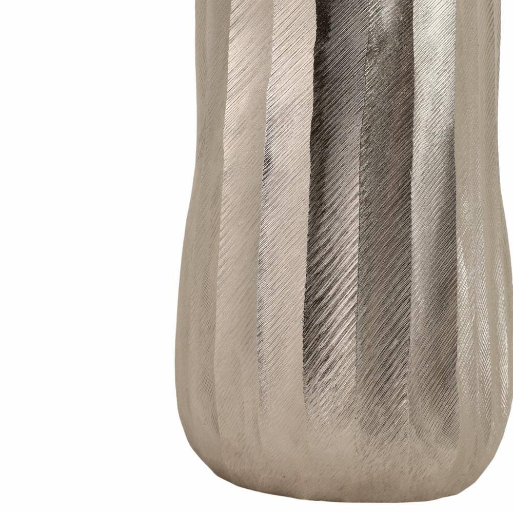 Tall Silver Etched Metal Decorative Floor Vase