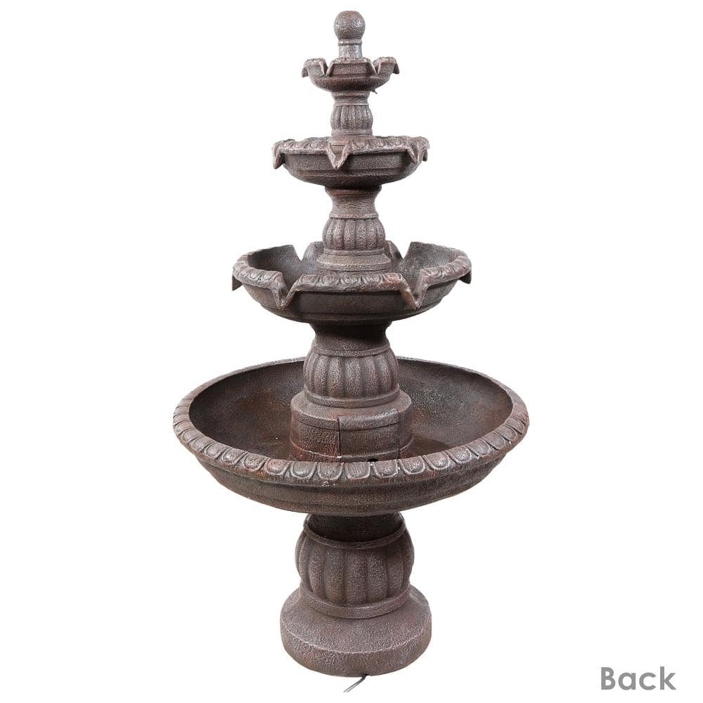 Mediterranean Light Brown Resin 49" 4-Tier Outdoor Fountain