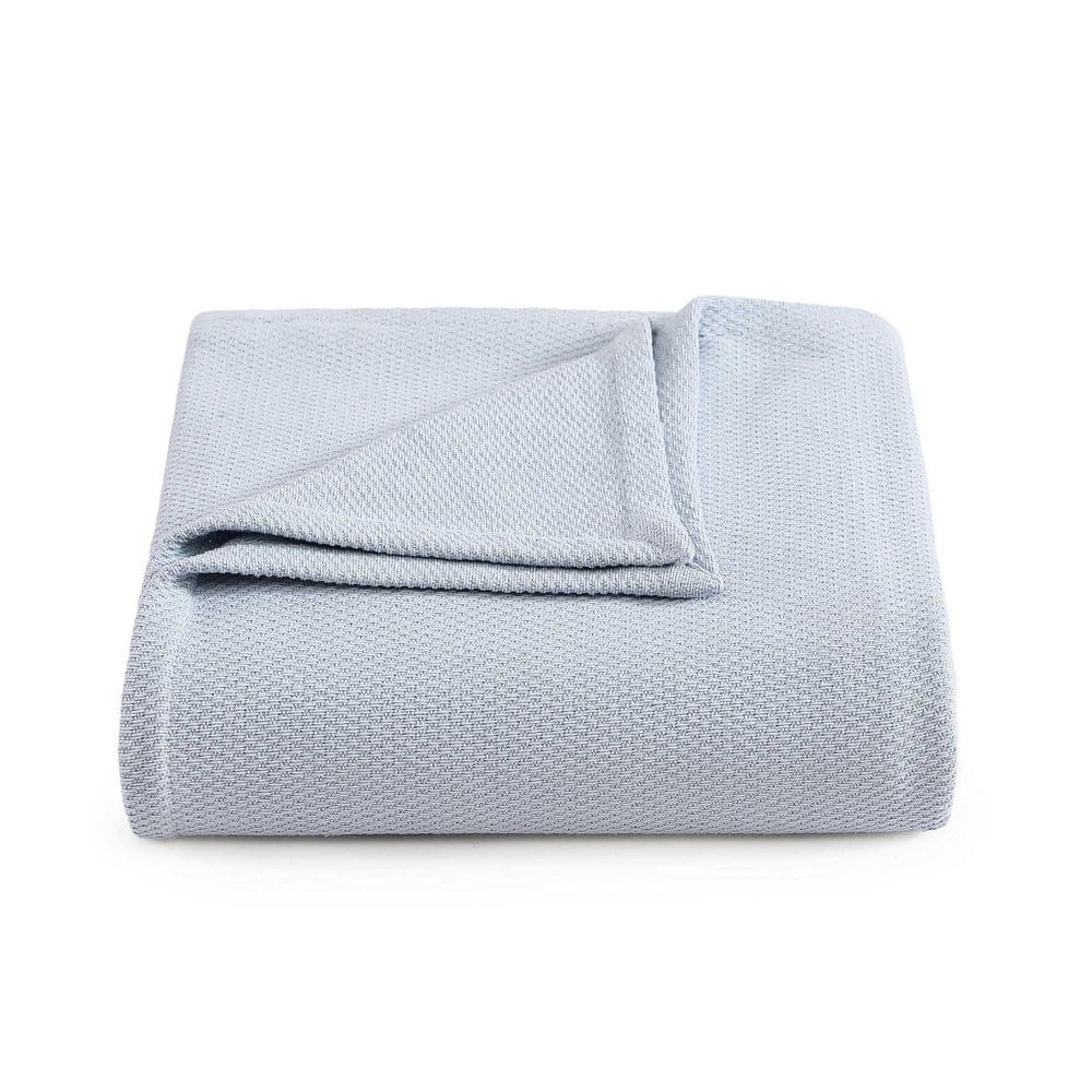 Pique Solid Blue Cotton Full/Queen Blanket price history on PriceWatchPro
