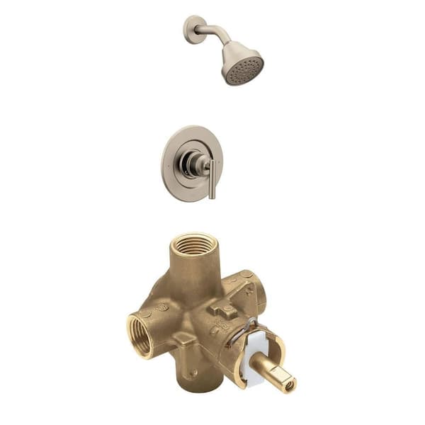 Gibson Brushed Nickel Shower Faucet Trim Kit and Brass Rough-In Posi-Temp Shower Valve Combo