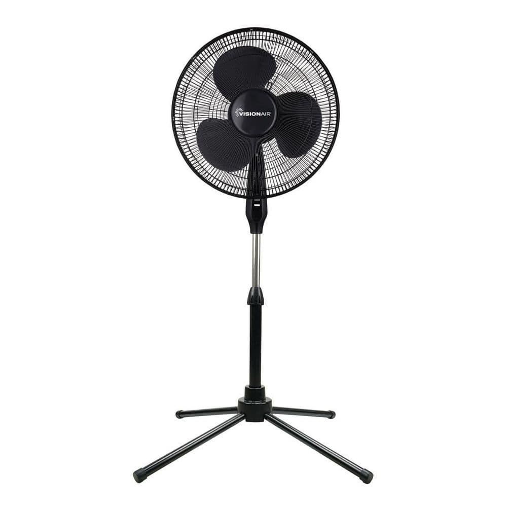 16-inch Black Adjustable Height Oscillating Pedestal Fan