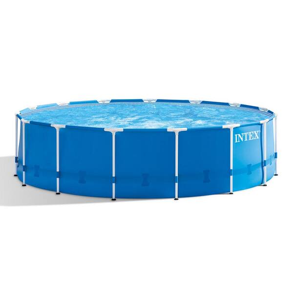 INTEX 15 ft. x 48 in. Metal Frame Above Ground Swimming Pool Set with ...