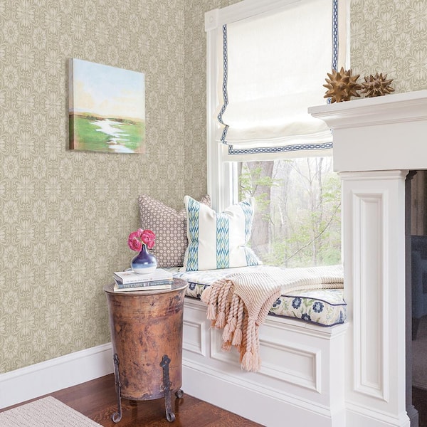 Chesapeake Hessle Taupe Floral Taupe Wallpaper Sample