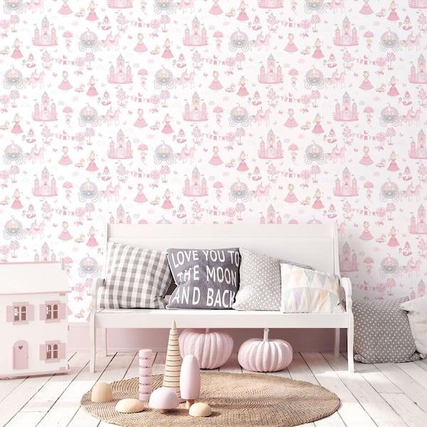 Tiny Tots 2 Collection Pink/Grey/Cream Matte Finish Fairytale Princess  Non-Woven Paper Wallpaper Roll G78371 - The Home Depot