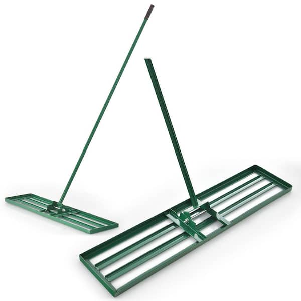 WELLFOR 67 in. H x 42 in. W Steel Lawn Leveling Rake in Green