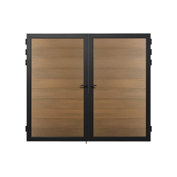 Outdoor 6 ft. W x 6 ft. H Brown Composite Panel Fence Gate Kit for Garden Privacy