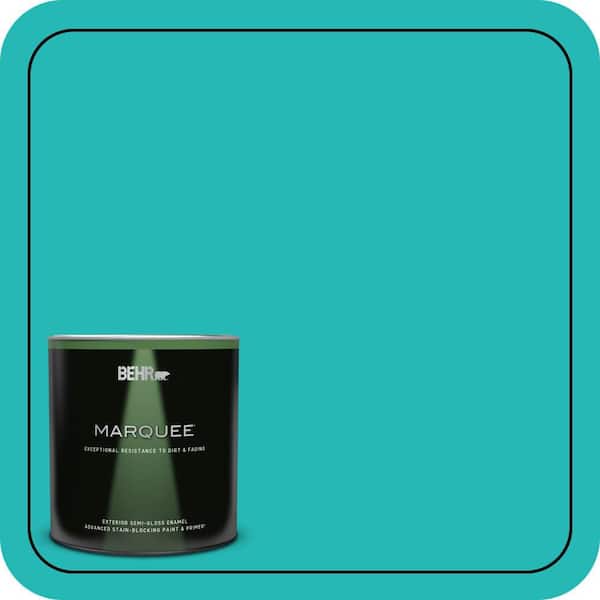 BEHR MARQUEE 1 qt. #MQ4-21 Caicos Turquoise Semi-Gloss Enamel Exterior Paint & Primer