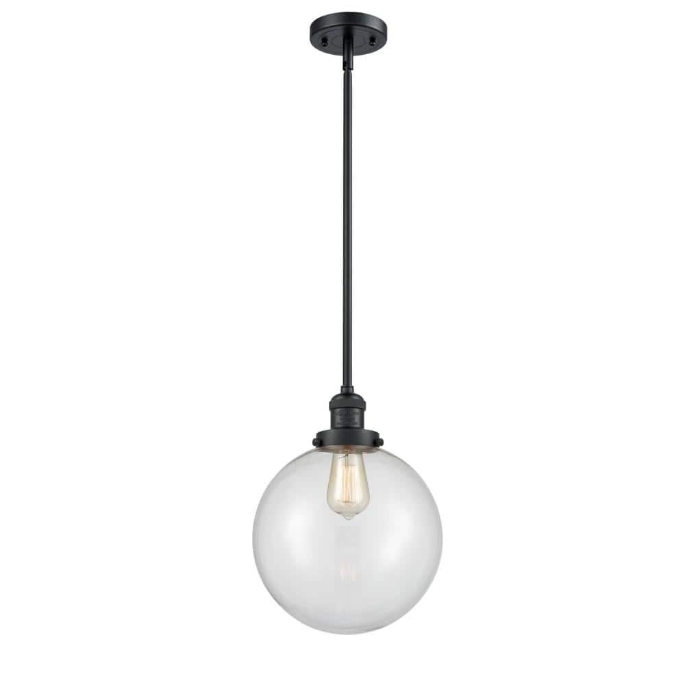 Innovations Beacon 1Light Matte Black Clear Shaded Pendant Light with