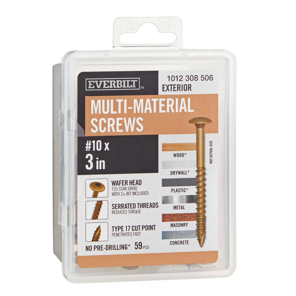 10 x 3 in. Brown 6-Lobe Torx Drive Exterior Wafer Head Multi-Material Screw 1 lbs.-Box (59-Piece) price history on PriceWatchPro