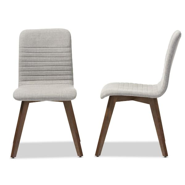Baxton Studio Sugar Light Gray Fabric Upholstered Dining Chairs (Set of 2)