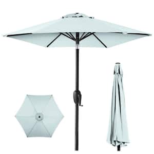 7.5 ft Heavy-Duty Outdoor Market Patio Umbrella with Push Button Tilt, Easy Crank Lift in Baby Blue