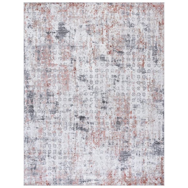 SAFAVIEH Vogue 9 ft. x 12 ft. Rust/Gray Distressed Tile Area Rug ...