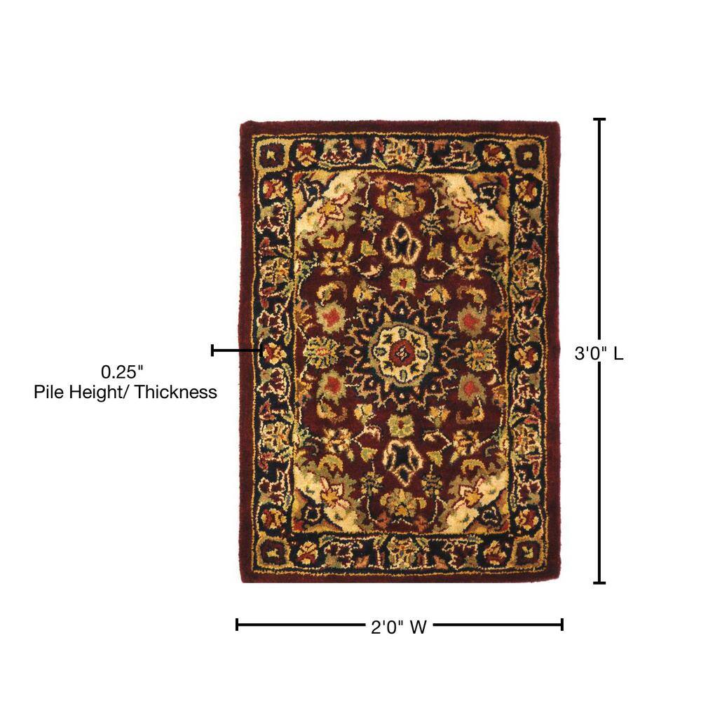 Classic Burgundy and Navy Hand-Tufted Wool Area Rug
