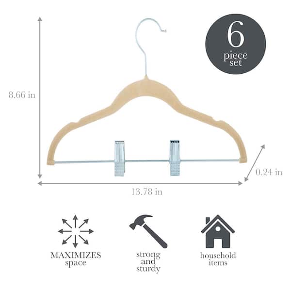 Simplify White Velvet Hangers with Clips (6-pack)