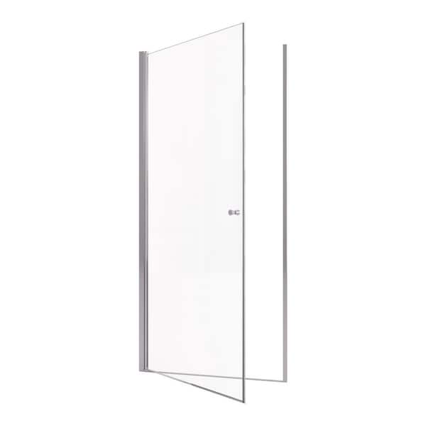 30 in. W x 72 in. H Pivot Frameless Shower Door in Chrome with Clear Tempered Glass