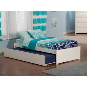 Concord Twin Extra Long Bed with Footboard and Twin Extra Long Trundle in White