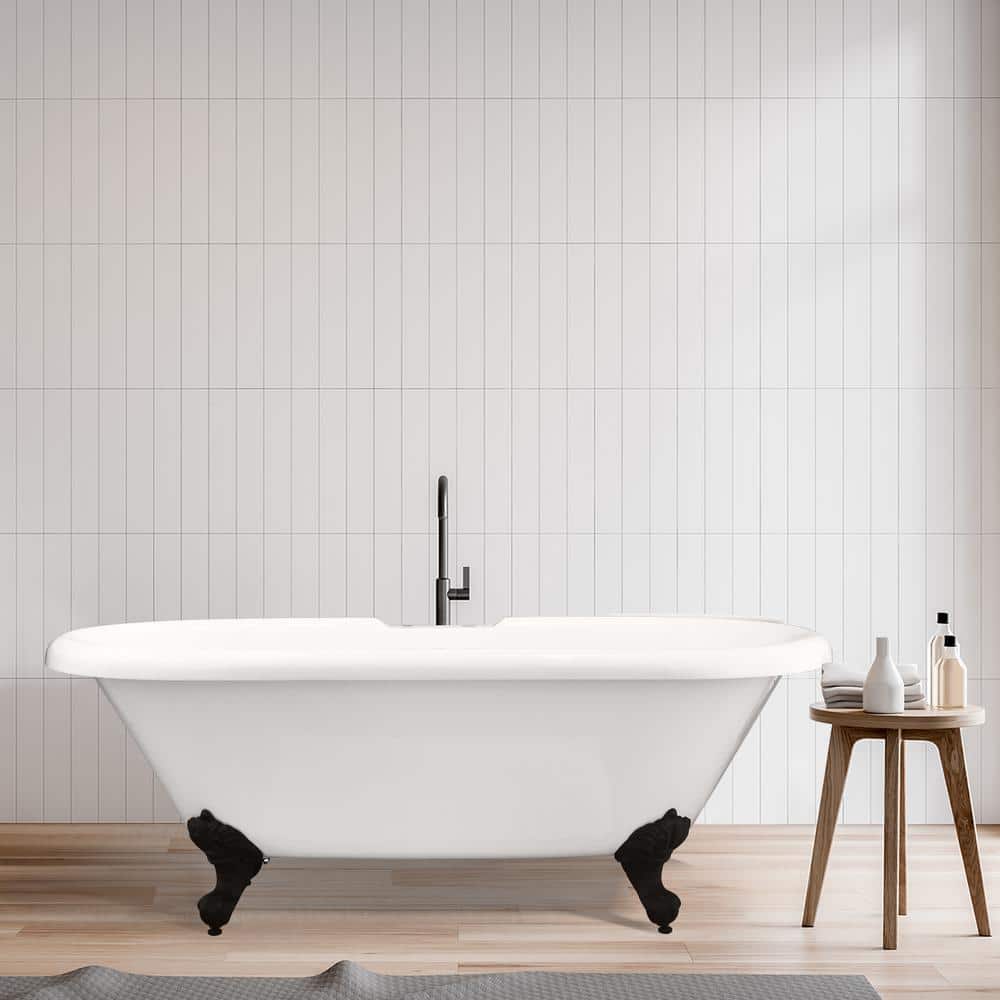Elegant White Acrylic Clawfoot Freestanding Bathtub
