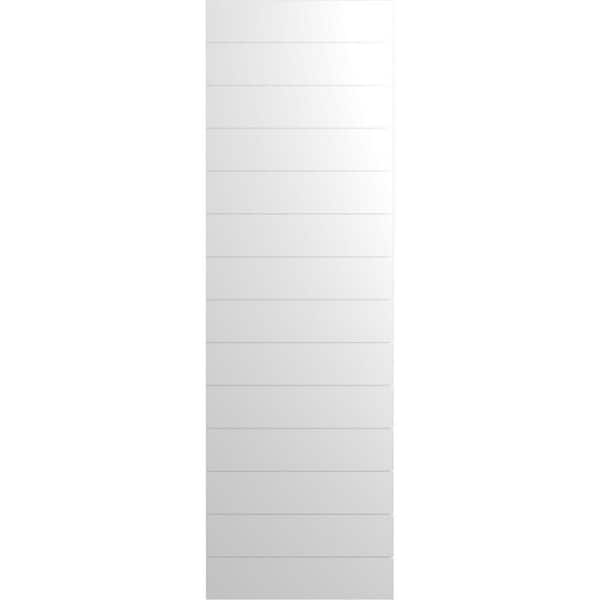 Ekena Millwork 12 in. x 52 in. True Fit PVC Horizontal Slat Modern Style Fixed Mount Board and Batten Shutters Pair in White