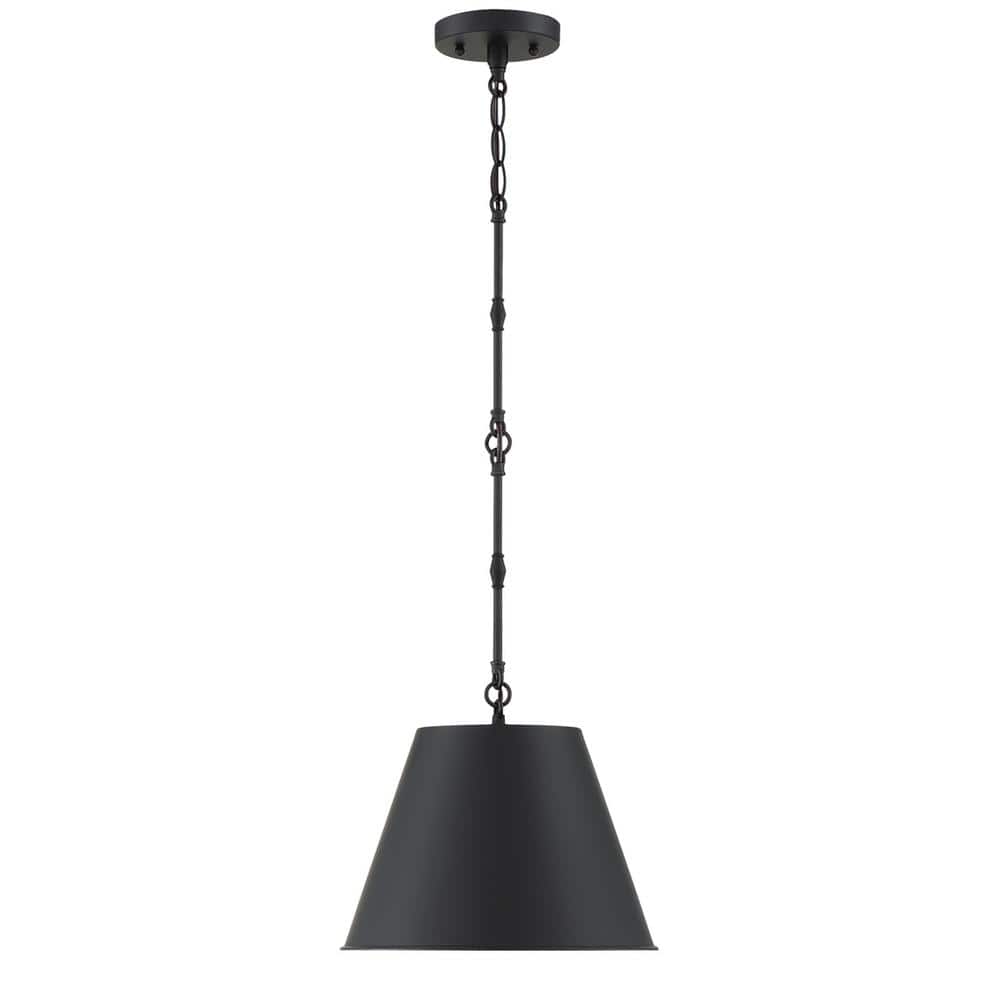 Alden Matte Black Bowl Pendant Light with Nickel Accents
