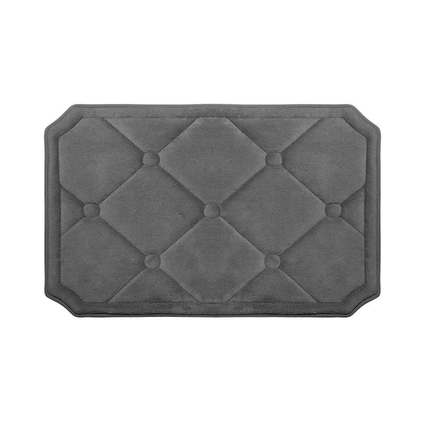 BounceComfort Gertie Dark Gray 17 in. x 24 in. Memory Foam Bath Mat