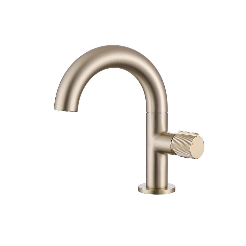 Brushed Gold Stainless Steel Single Handle Bathroom Faucet