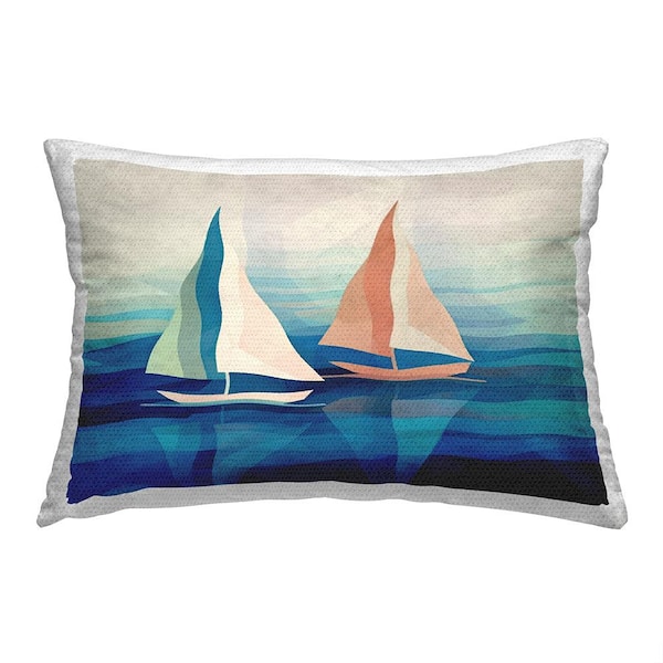 Stupell Industries Modern Sailboat Shapes Tan Rectangular Outdoor Throw Pillow