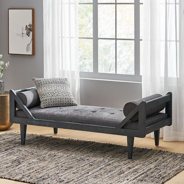 Grey Polyester Ottoman Chaise Lounge for Small Space with Pillow OSB4038 -  The Home Depot