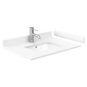 30 in. W x 22 in. D Cultured Marble Single Basin Vanity Top in White with White Basin