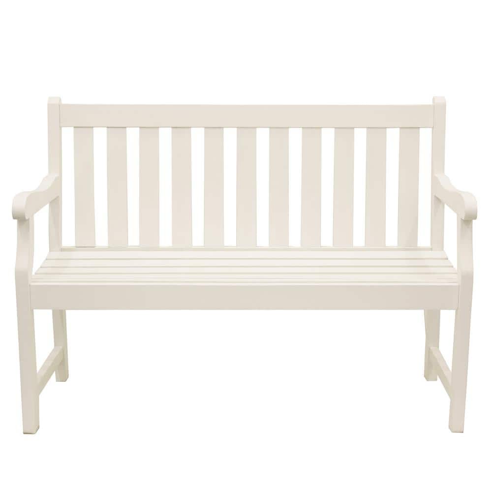 Decor Therapy Henley 48 In 2 Seat White Wood Outdoor Bench Fr8578 The Home Depot