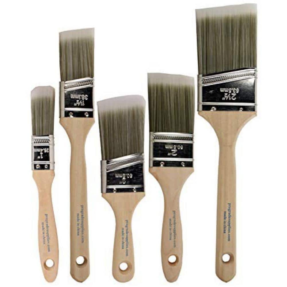 Zibra 5-Pack Multiple Sizes Assorted Brush Set Polyester Paint Brush