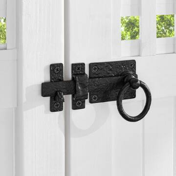 Everbilt 10 in. Matte Black Cast Iron Ring Turn Drop Bar Latch 60164