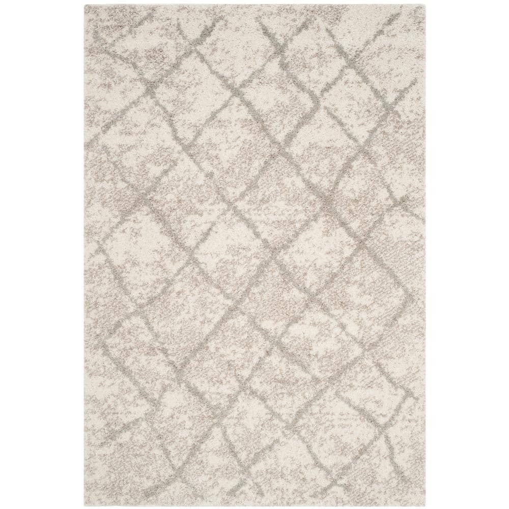 6' x 9' Gray and Cream Shag Area Rug